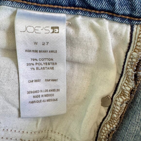 Joe’s Jeans High Rise Skinny Ankle Wheaton Raw Hem Blue Denim Women's Size 27 - Picture 8 of 14